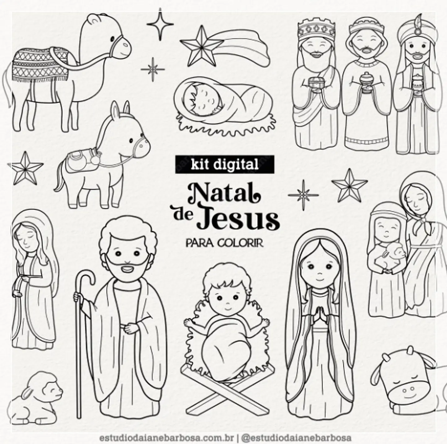 Kit Digital Jesus Para colorir Natal 3 1