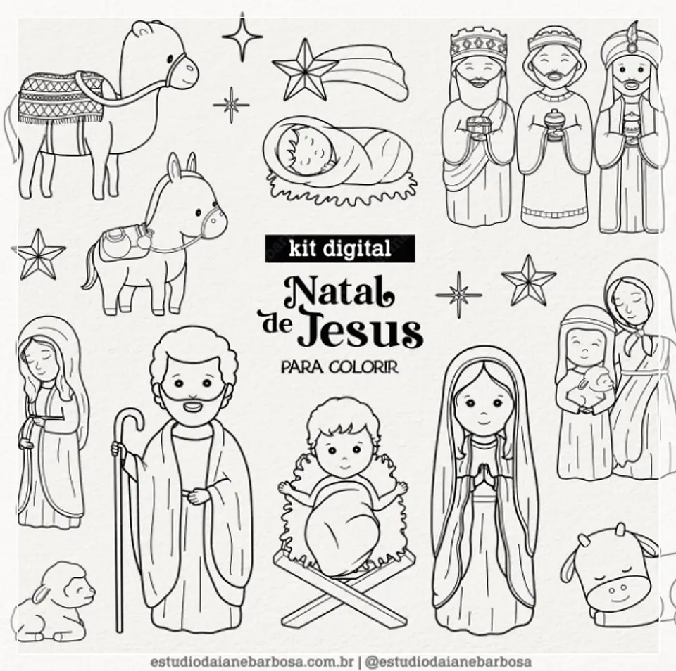 Kit Digital Jesus Para colorir Natal 3 1