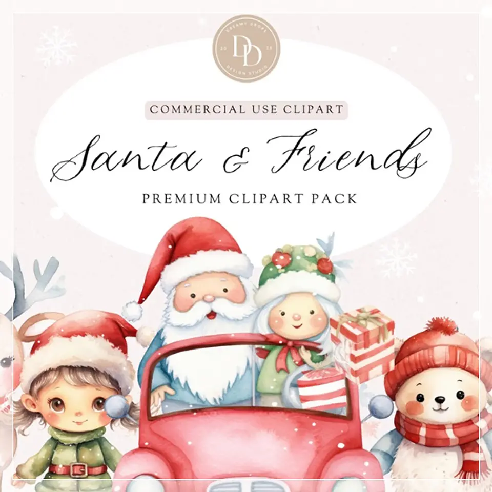 Kit Digital Cute Santa _ Friends Clipart Pack, Santa Clause Clipart, Elf Clipart, Reindeer Clipart, Christmas , Transparent Natal 3 1