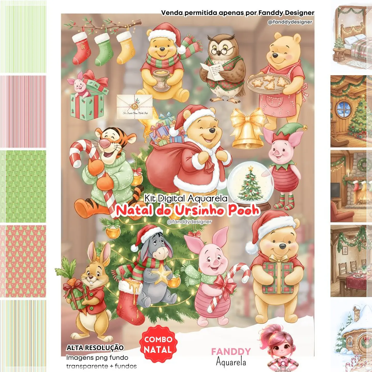 Kit Digital Ursinho Pooh Natal 22 1