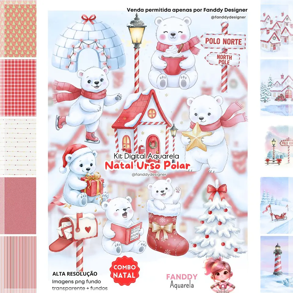 Kit Digital Urso Polar Natal 19 1