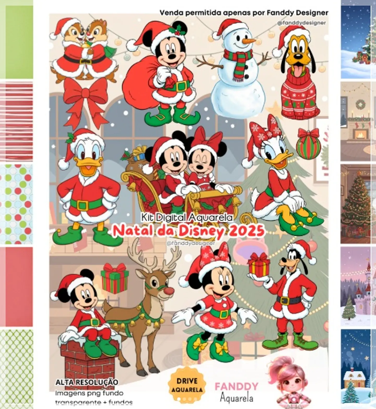 Kit Digital Disney Aquarela Natal 8 1