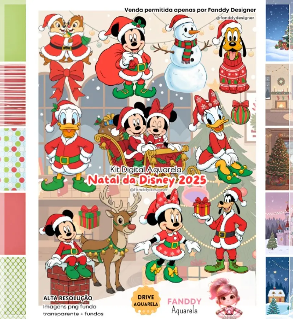 Kit Digital Disney Aquarela Natal 8 1