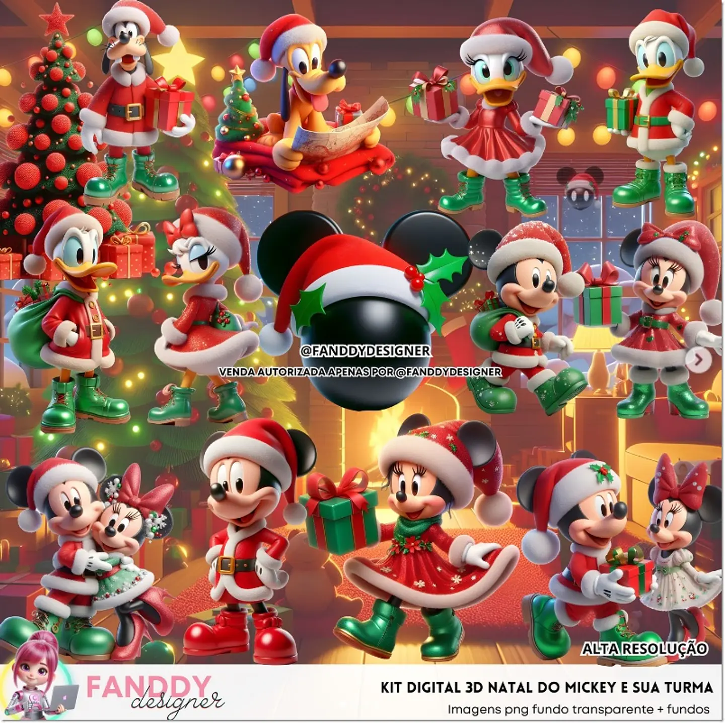 Kit Digital Mickey e Sua Turma Natal 1 1