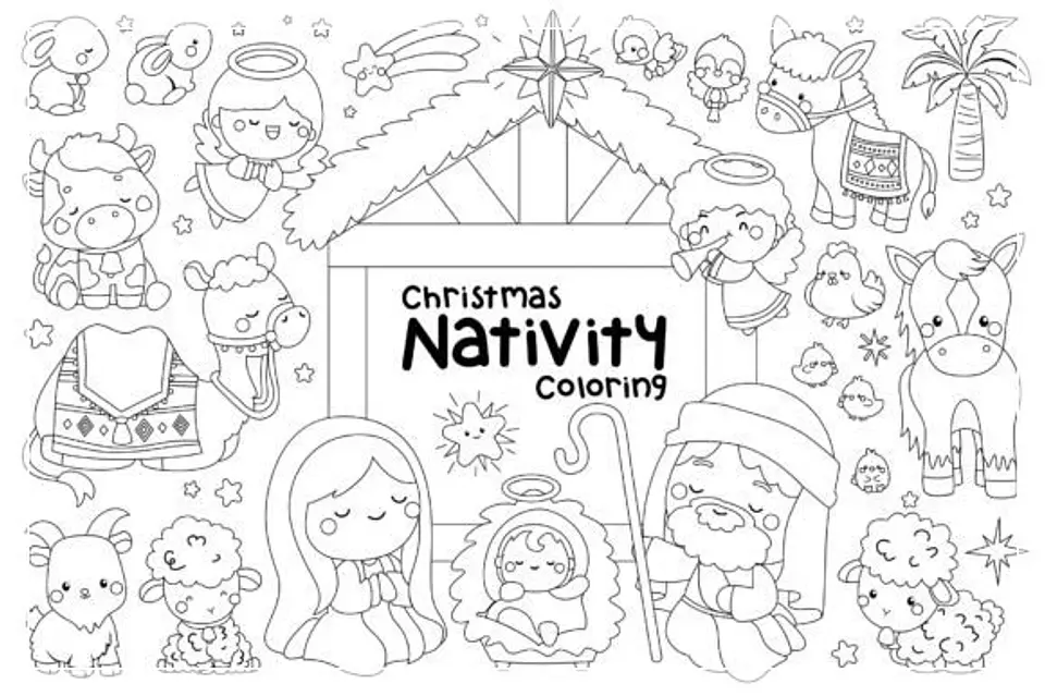 Dga-Christmas-Nativity-Clipart-Coloring-Inkley 1