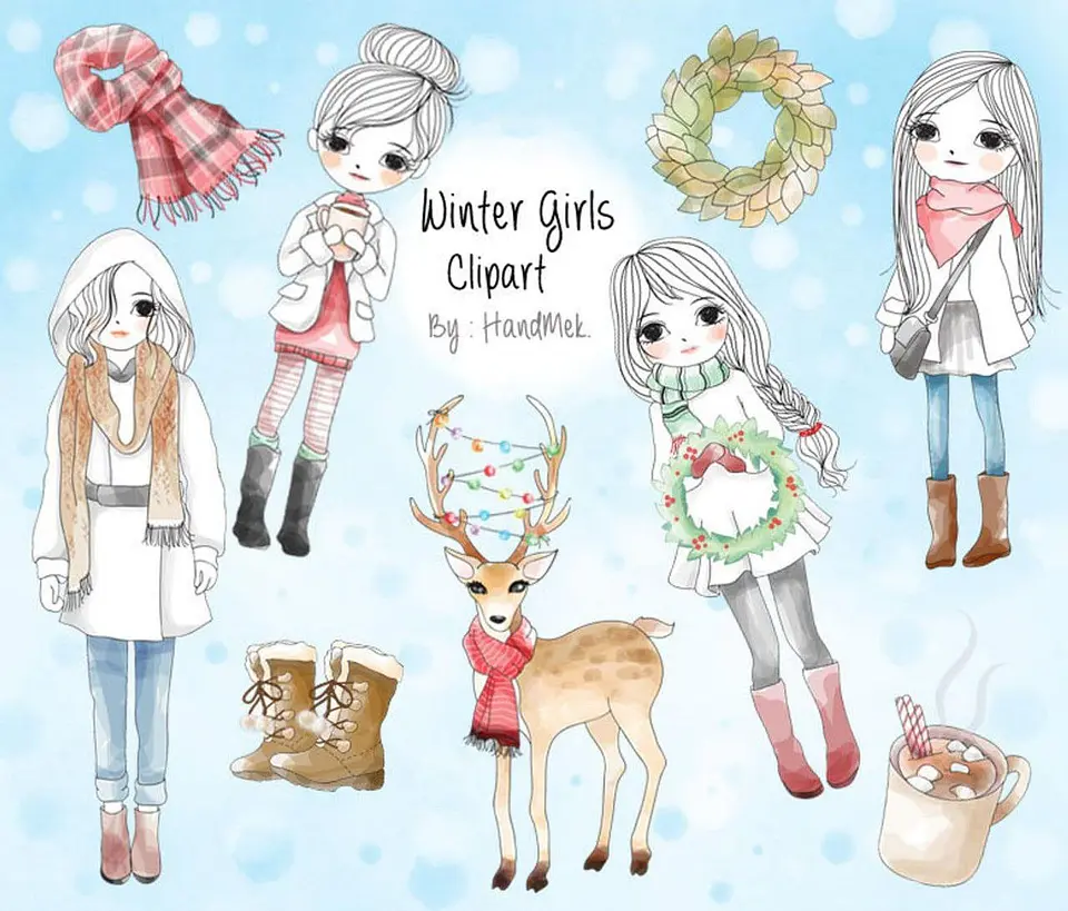 Kit Digital Colection Files Winter Girls Clipart Natal 28 1