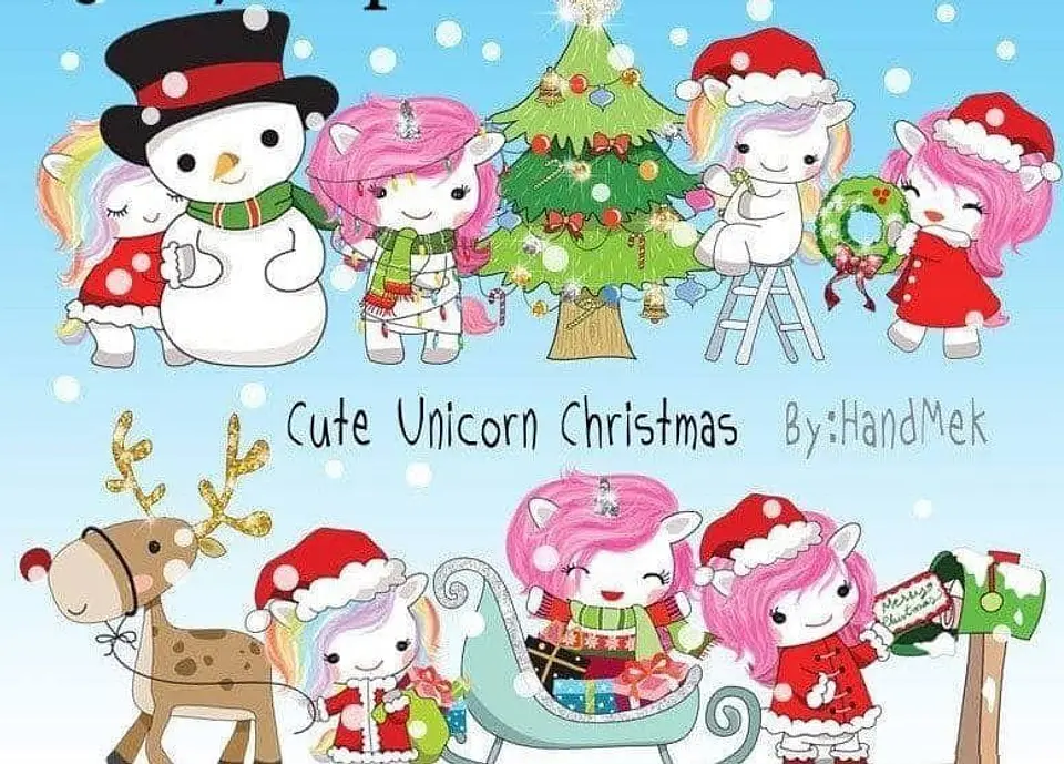 Kit Digital Colection Files Cute Unicorn Christmas Natal 21 1