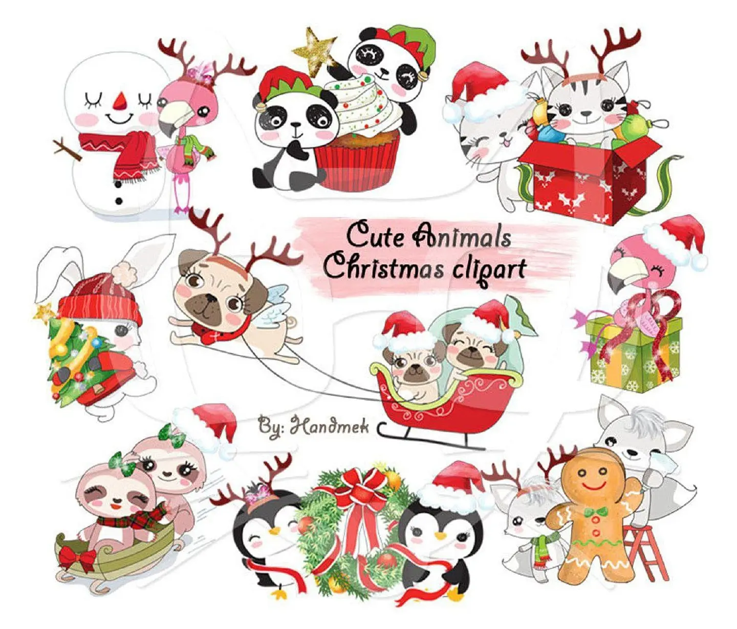 Kit Digital Colection Files Cute Animals Christmas Clipart Natal 19 1