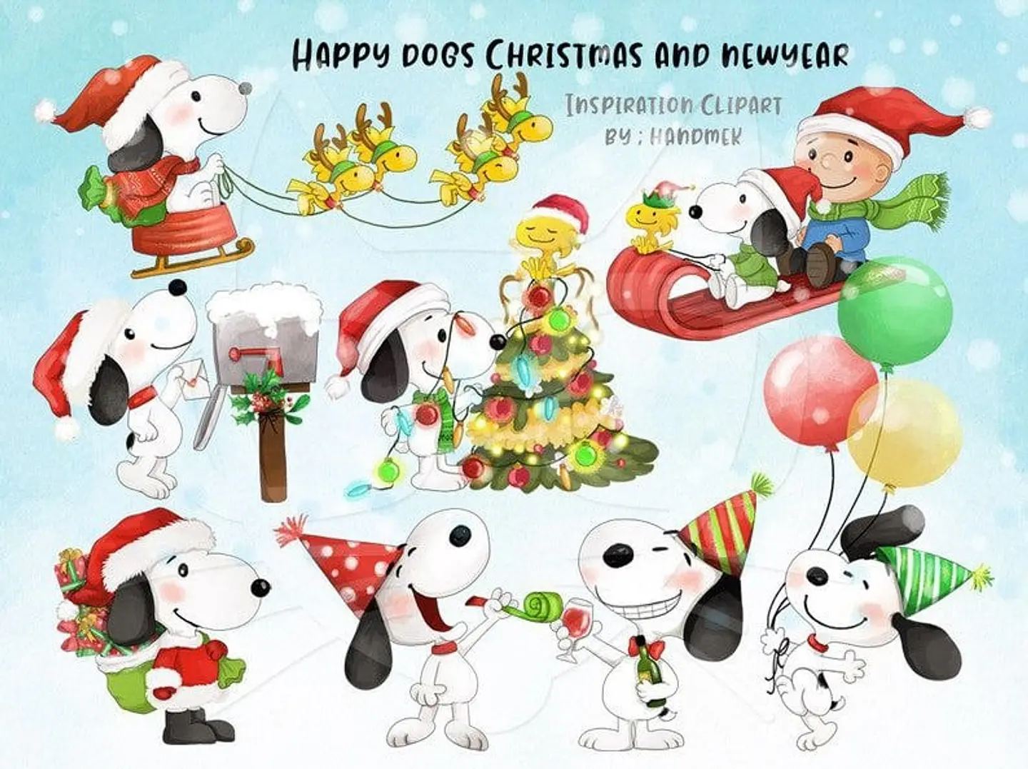 Kit Digital Colection Files Happy Dogs Christmas and Newyear Natal 22 1