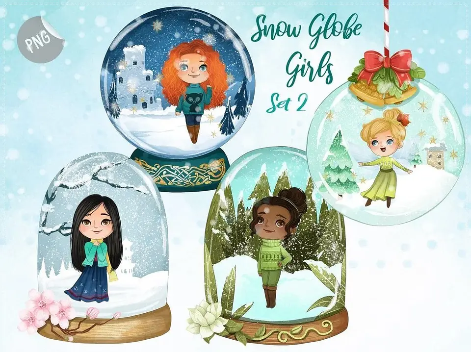Kit Digital Snow Globe Girls Set Natal 9 1