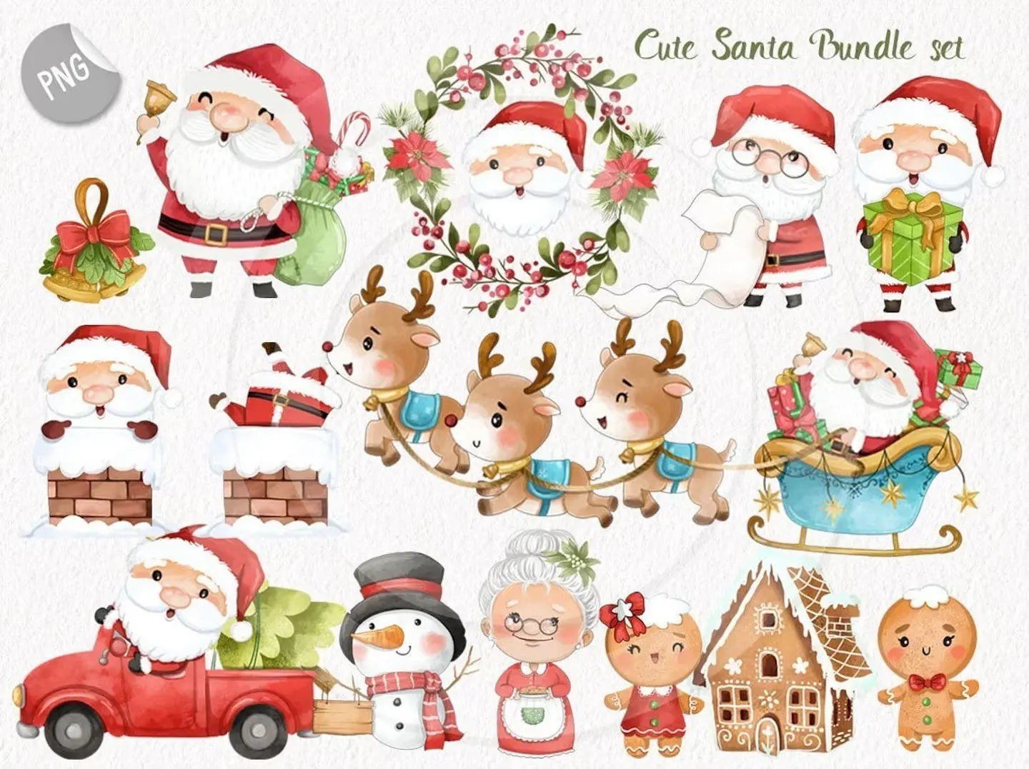 Kit Digital Cute Santa Bundle Set Natal 7 1