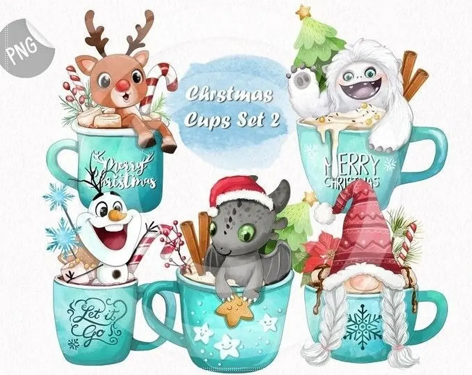 Kit Digital Christmas Cups Set Natal 4 1
