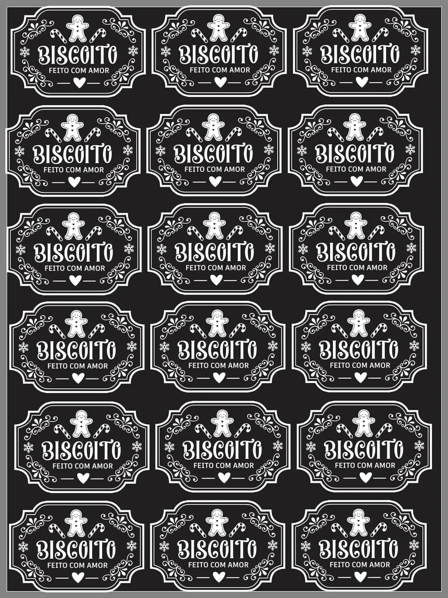 Arquivo Digital DTF UV - Biscoito Natal em Preto e Branco Parte 4 1