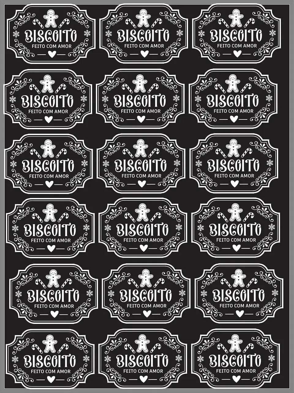 Arquivo Digital DTF UV - Biscoito Natal em Preto e Branco Parte 4 1