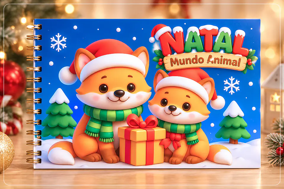 Encadernação - Livro de Colorir Natal Mundo Animal 5 1