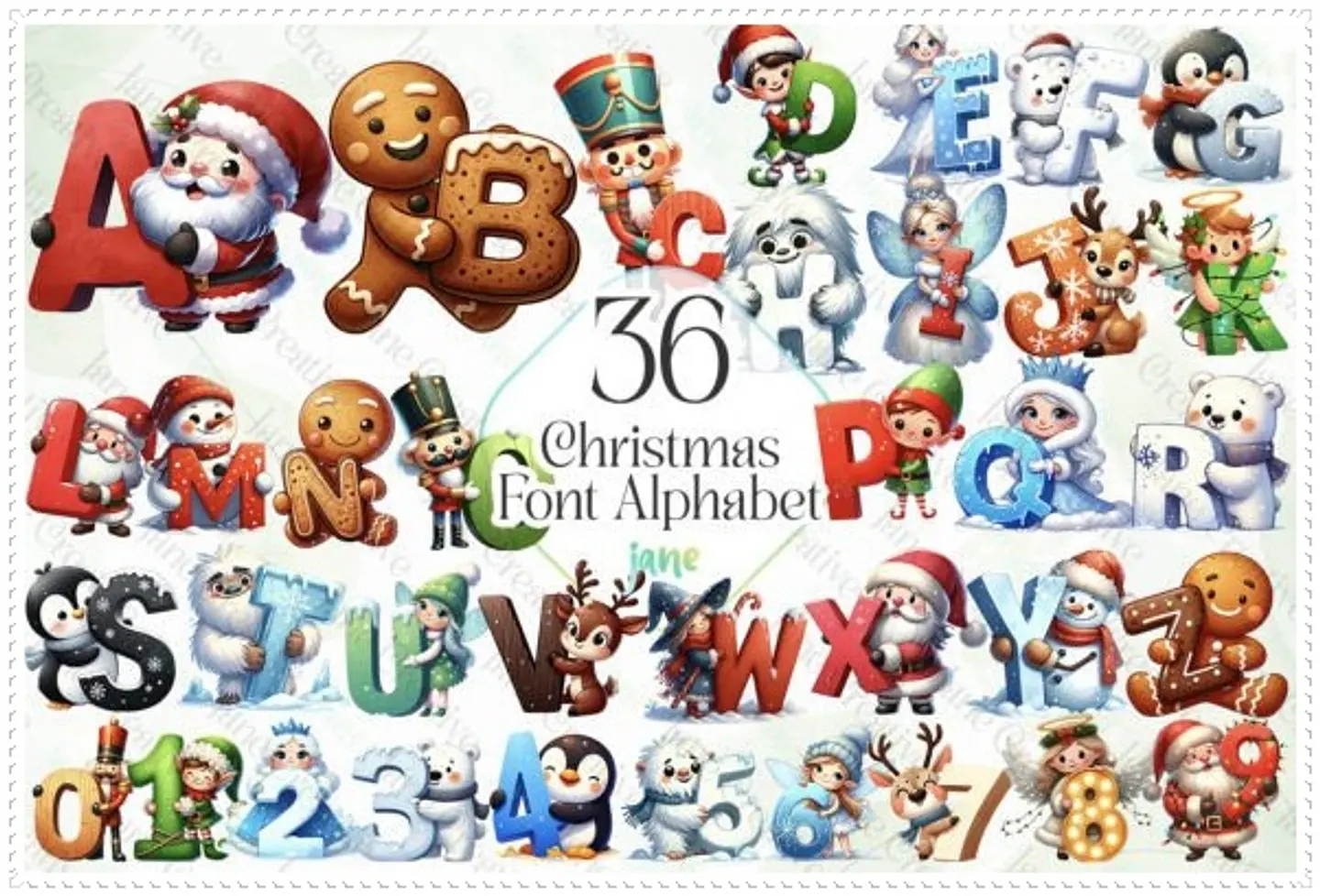 Kit Digital Christmas-Font-Alphabet-Sublimation Natal 1 1