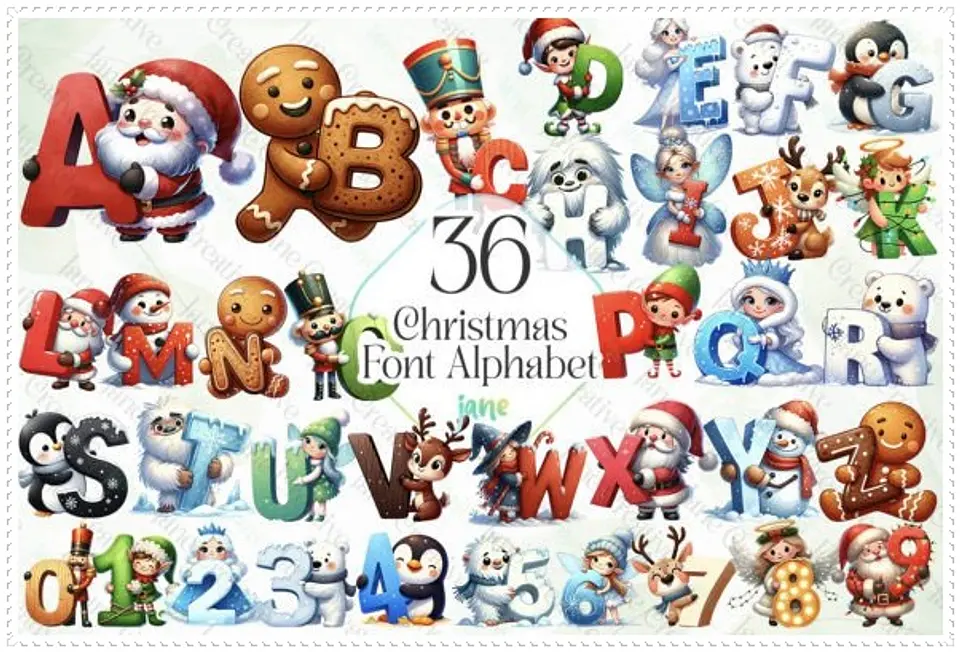 Kit Digital Christmas-Font-Alphabet-Sublimation Natal 1 1
