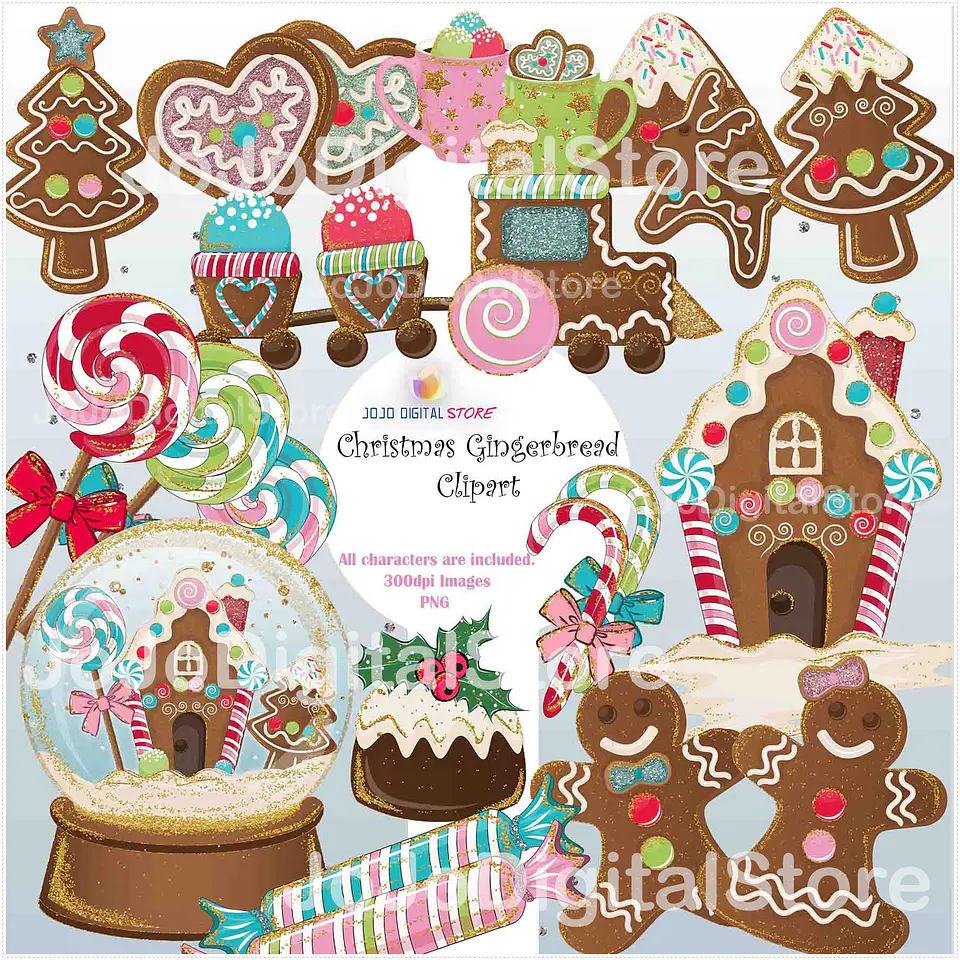 Kit Digital Christmas Gingerbread Clipart Natal 4 1