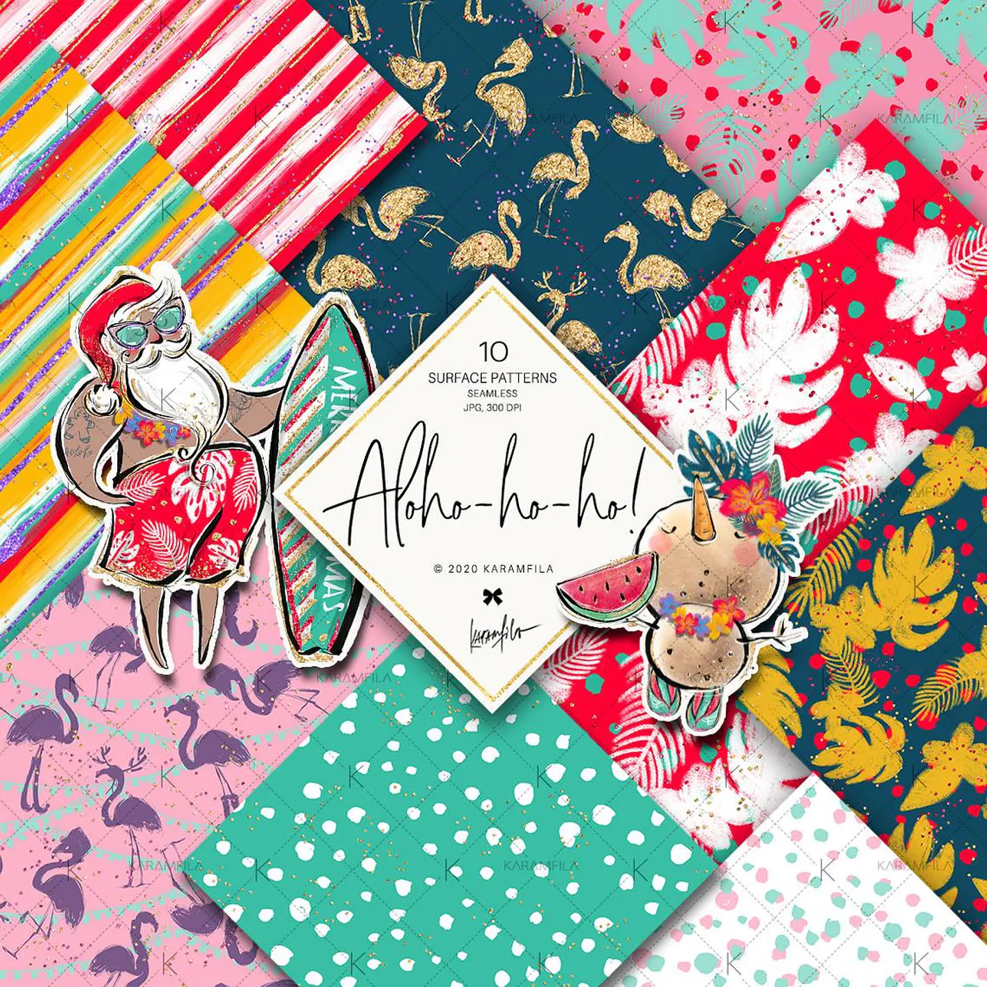 Kit Digital Aloho ho ho! Basic Paper Natal 1 1