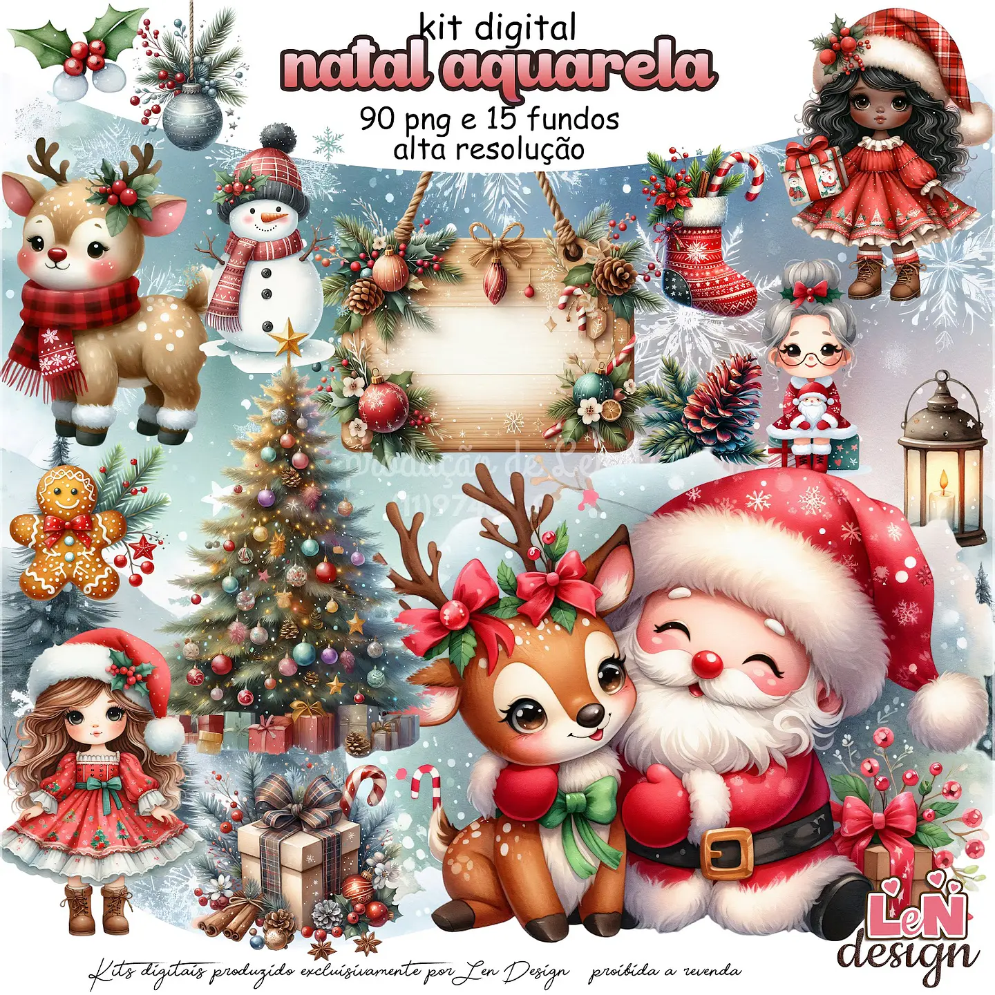 Kit Digital Natal Aquarelado 15 1