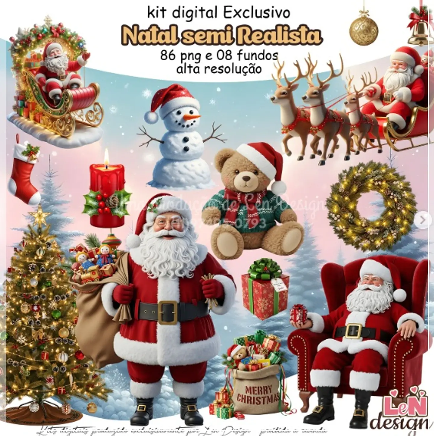 Kit Digital Semi Realista Natal 10 1