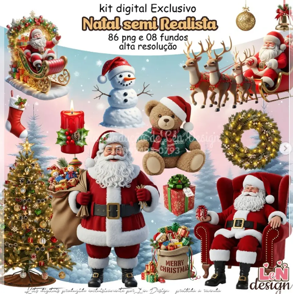 Kit Digital Semi Realista Natal 10 1