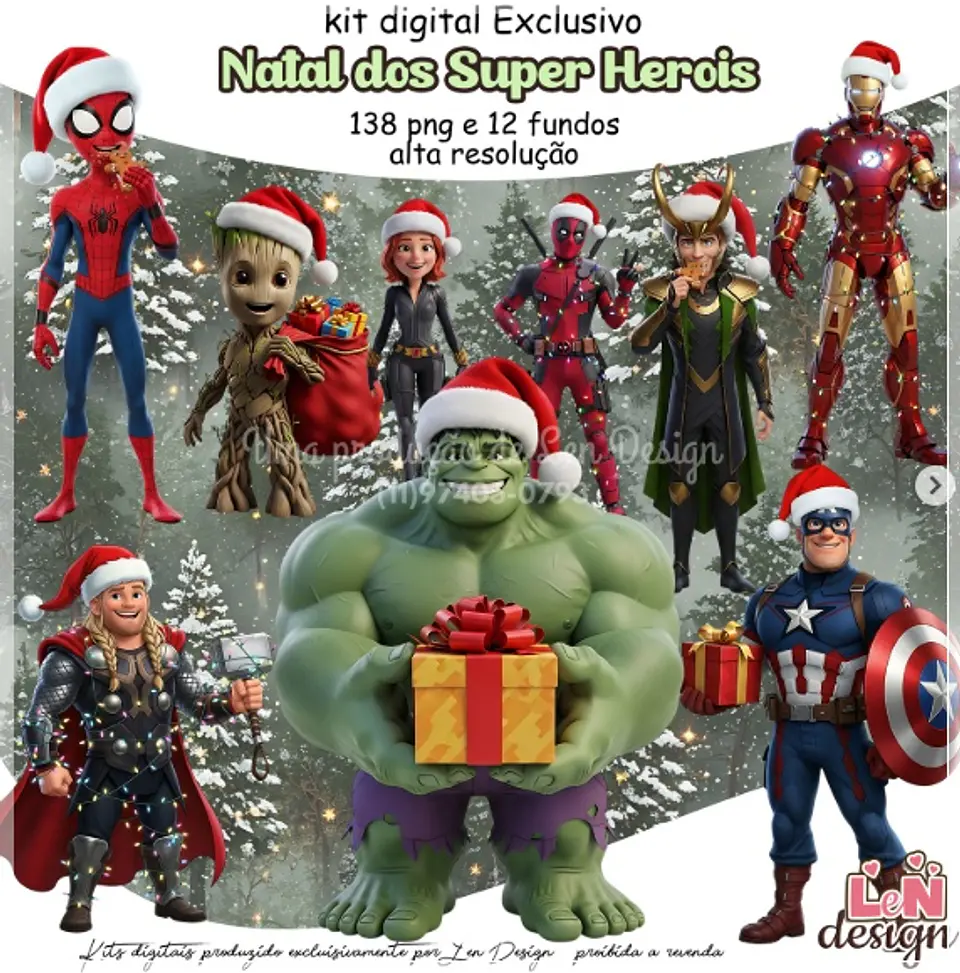 Kit Digital Super Heróis Natal 9 1