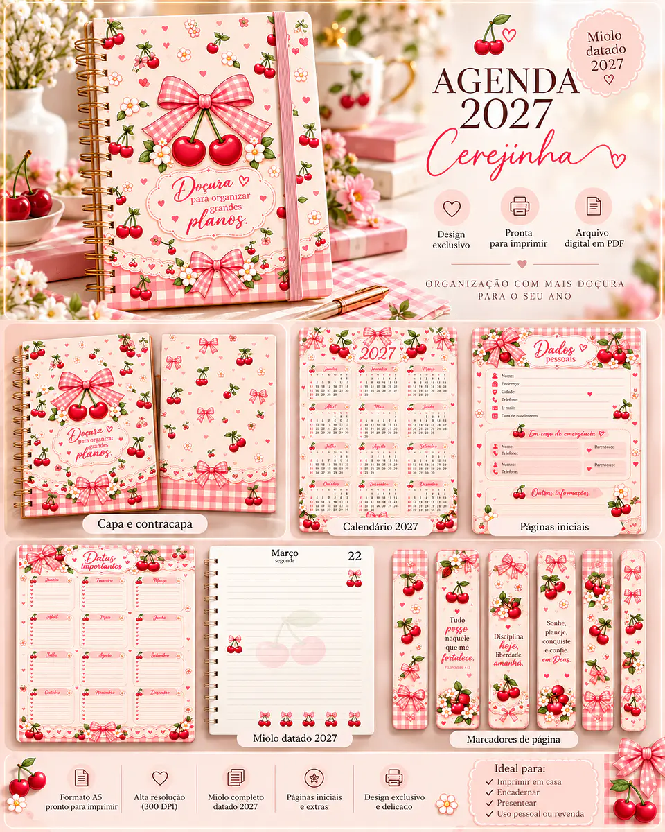 Encadernação - Agenda 27 Cerejinha 1