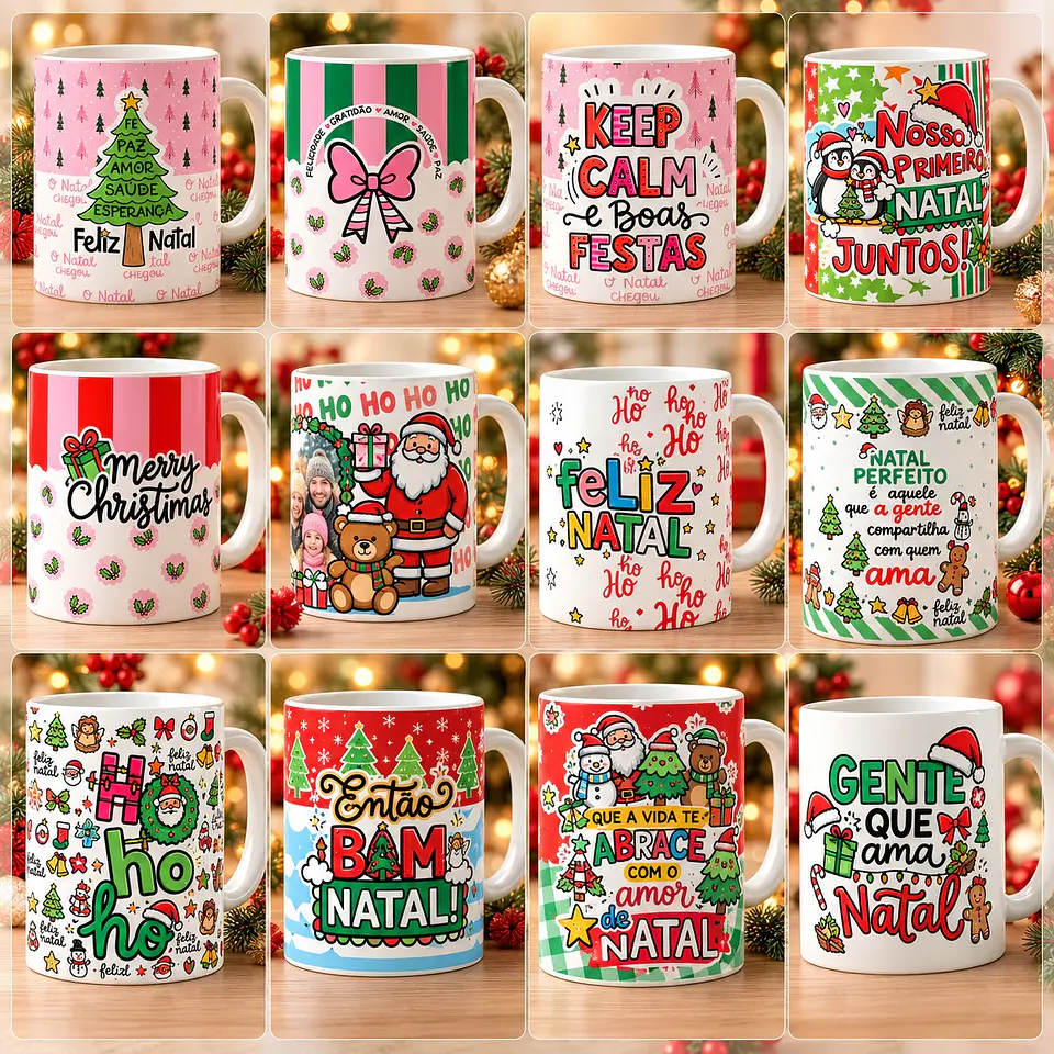 Sublimação - Combo Caneca Artes inéditas Natal 1 1
