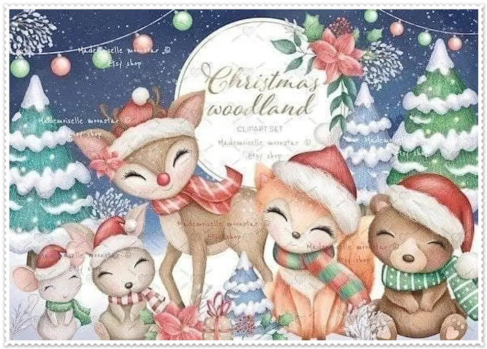 Kit Digital Christmas Woodland Natal 1 1