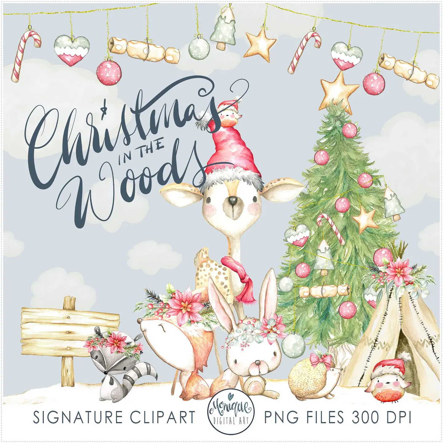 Kit Digital Christmas In The Woods Natal 3 1