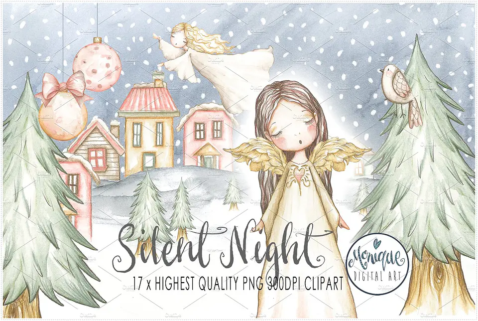 Kit Digital Christmas Angels Watercolor Natal 1 1