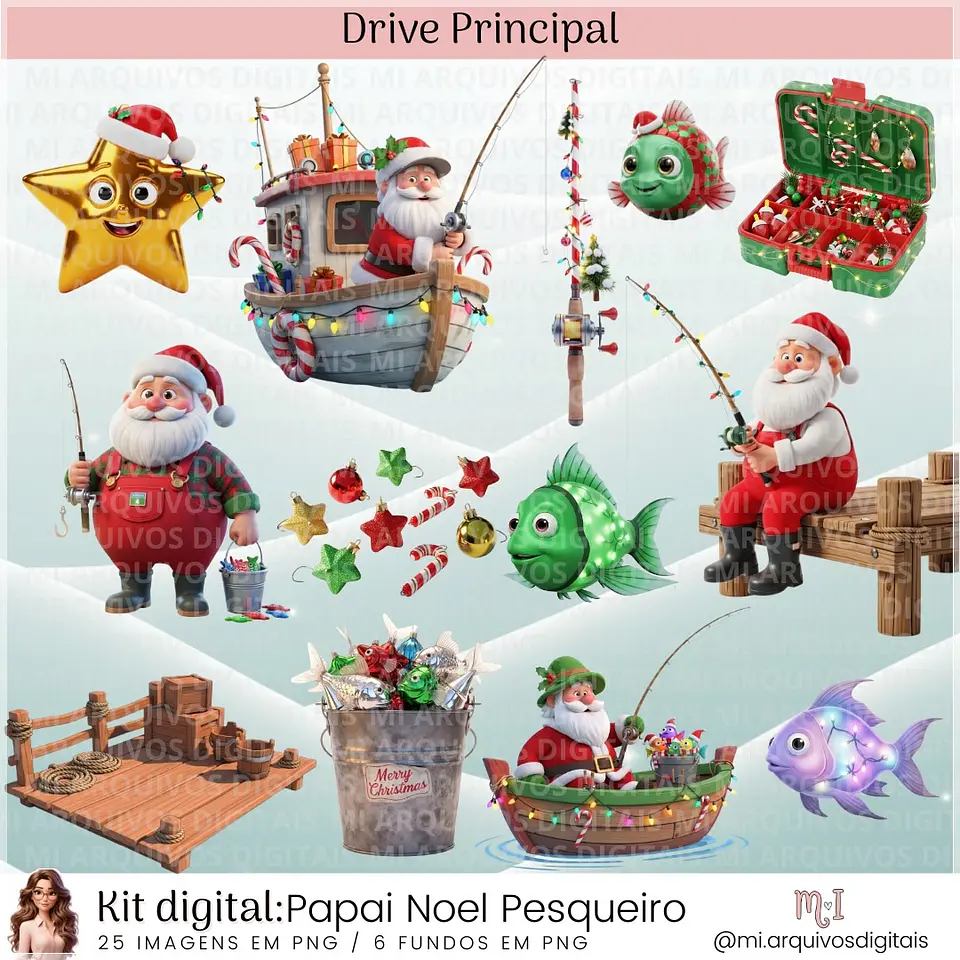 Kit Digital Papai Noel Pesqueiro Natal 36 1