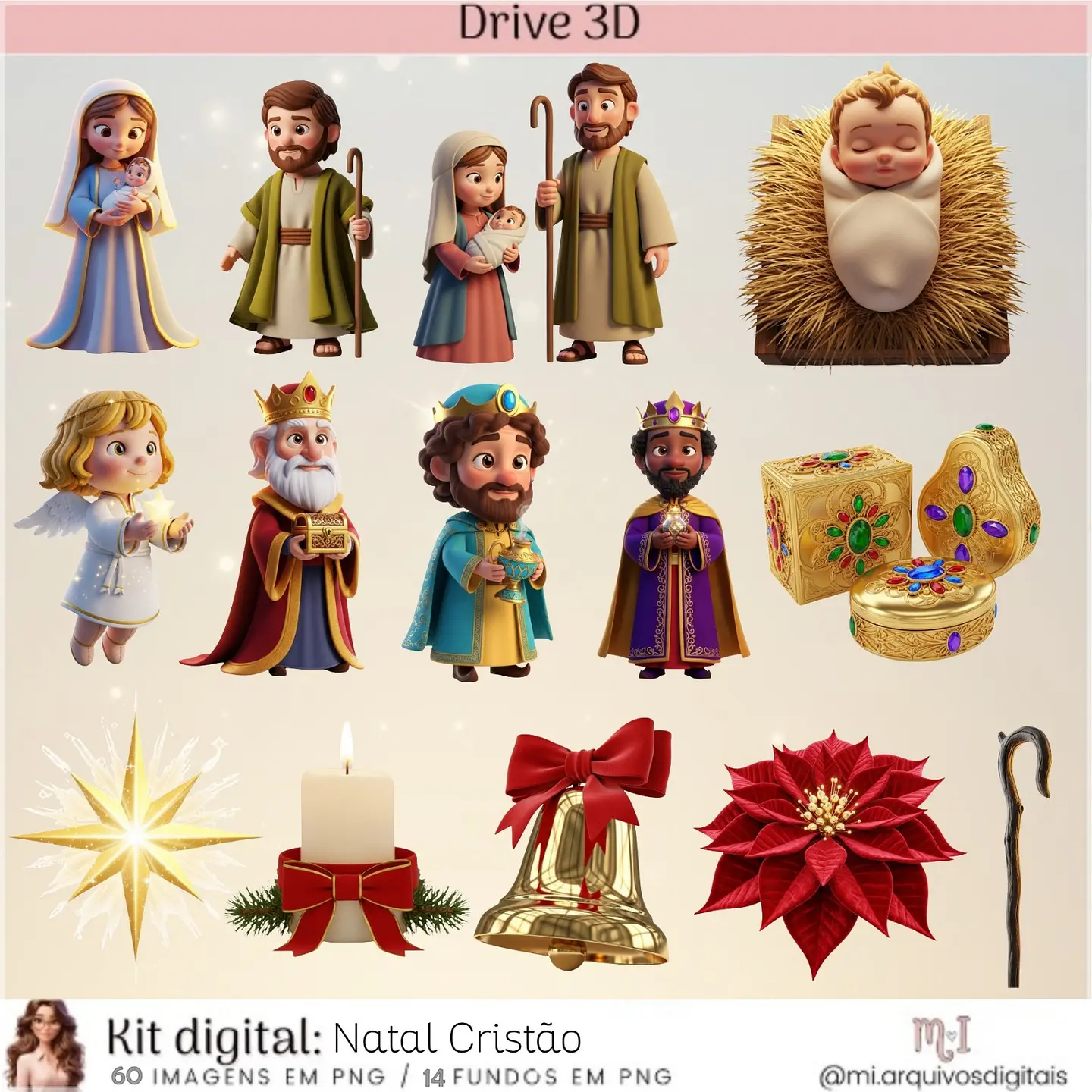 Kit Digital Cristão 3D Natal 35 1