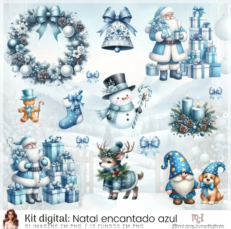Kit Digital Encantado Azul Natal 28 1