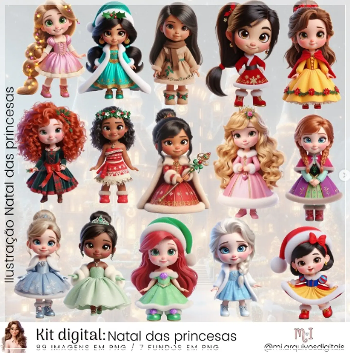 Kit Digital Princesas Natal 24 1