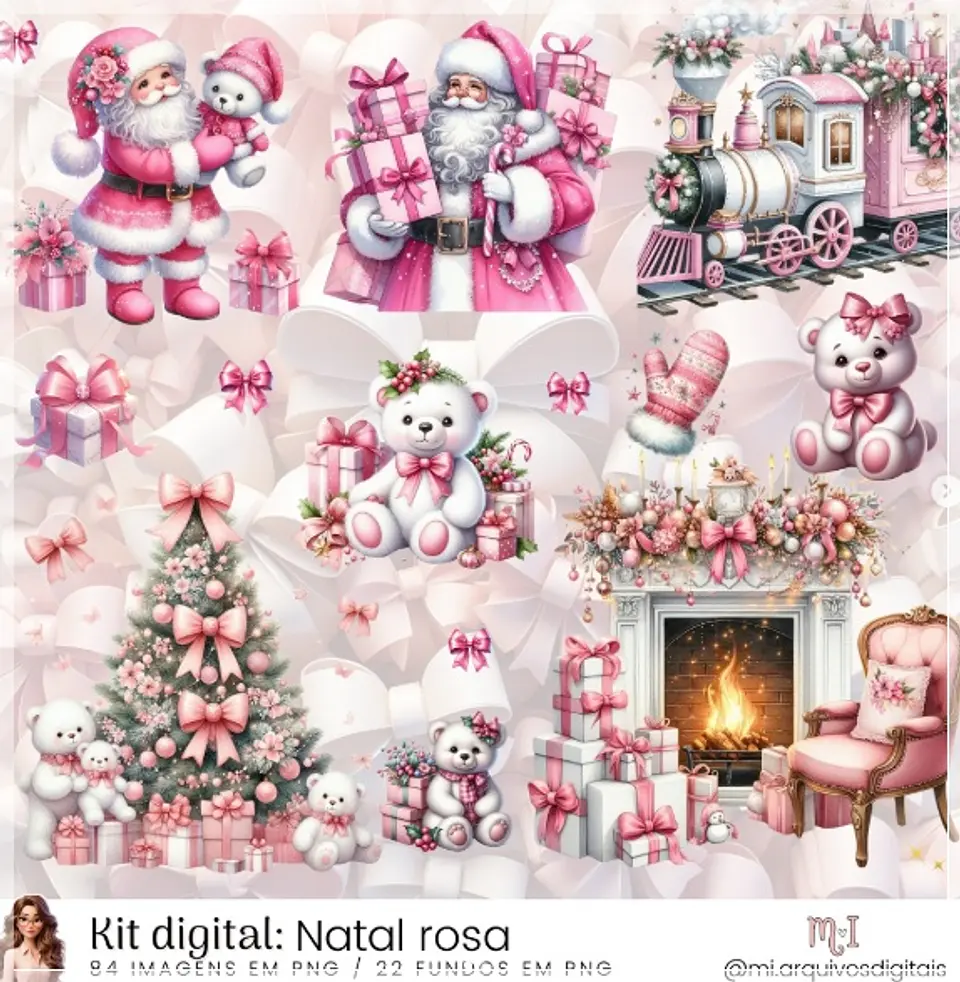Kit Digital Rosa Natal 16 1