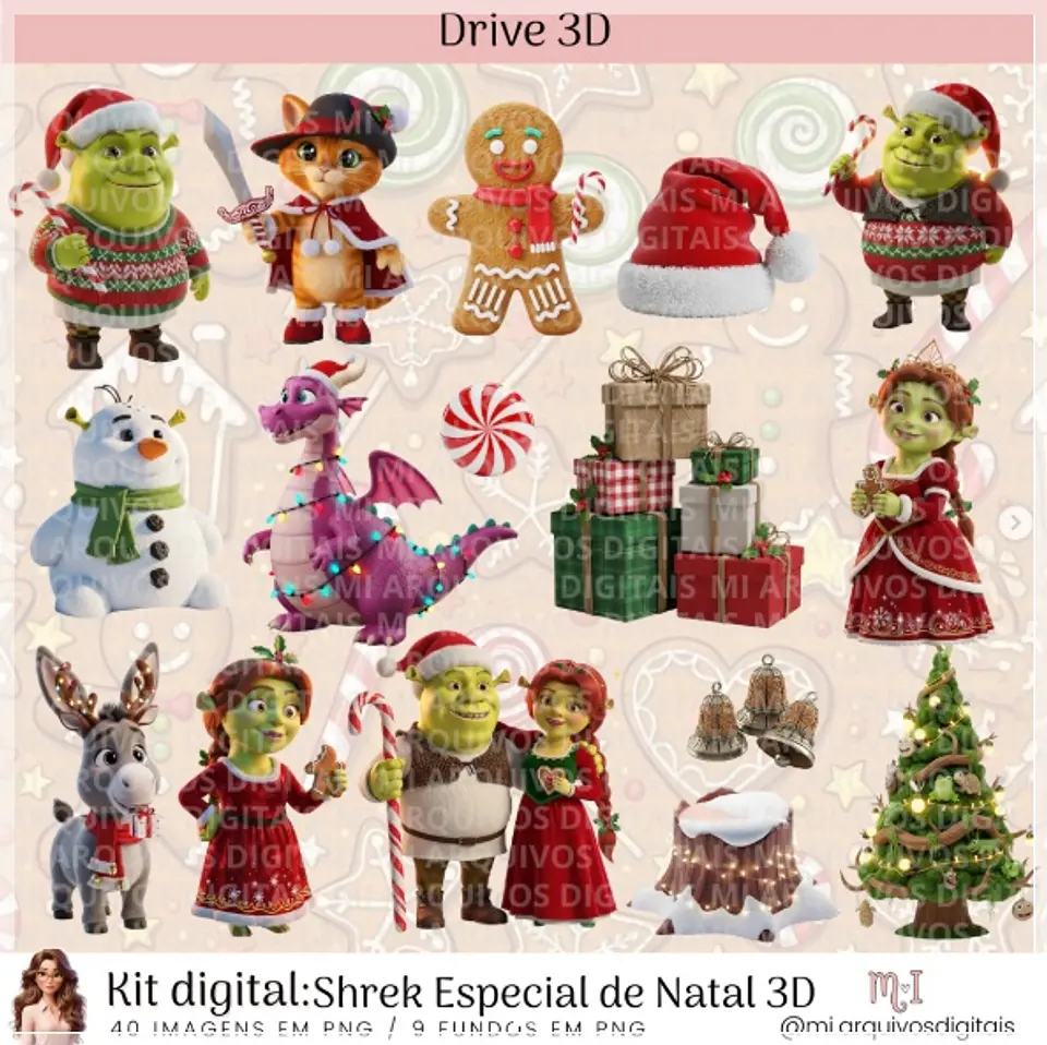 Kit Digital Shrek Especial de 3D Natal 10 1