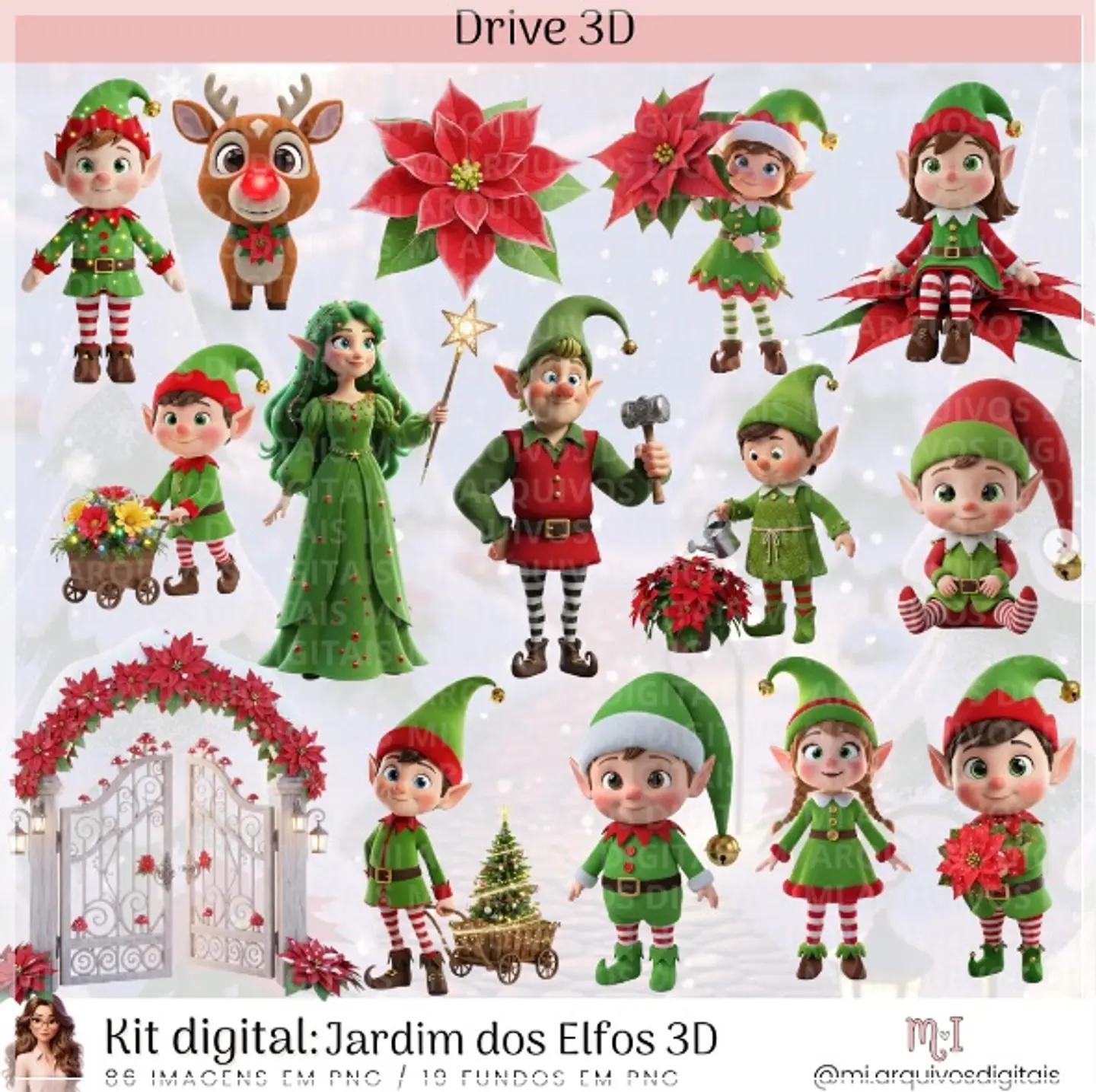Kit Digital Jardim dos Elfos 3D Natal 5 1