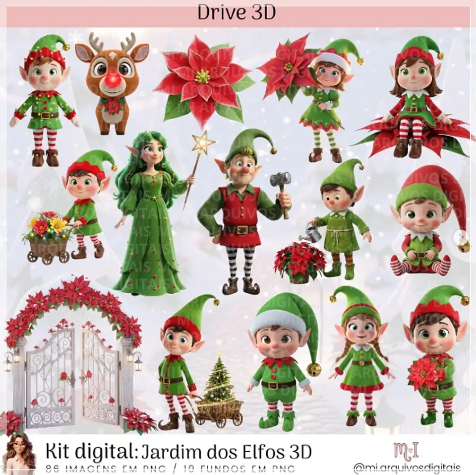Kit Digital Jardim dos Elfos 3D Natal 5 1