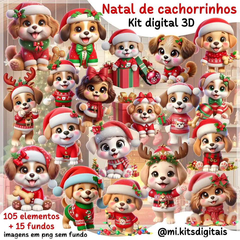 Kit Digital Cachorrinhos Natal 4 1