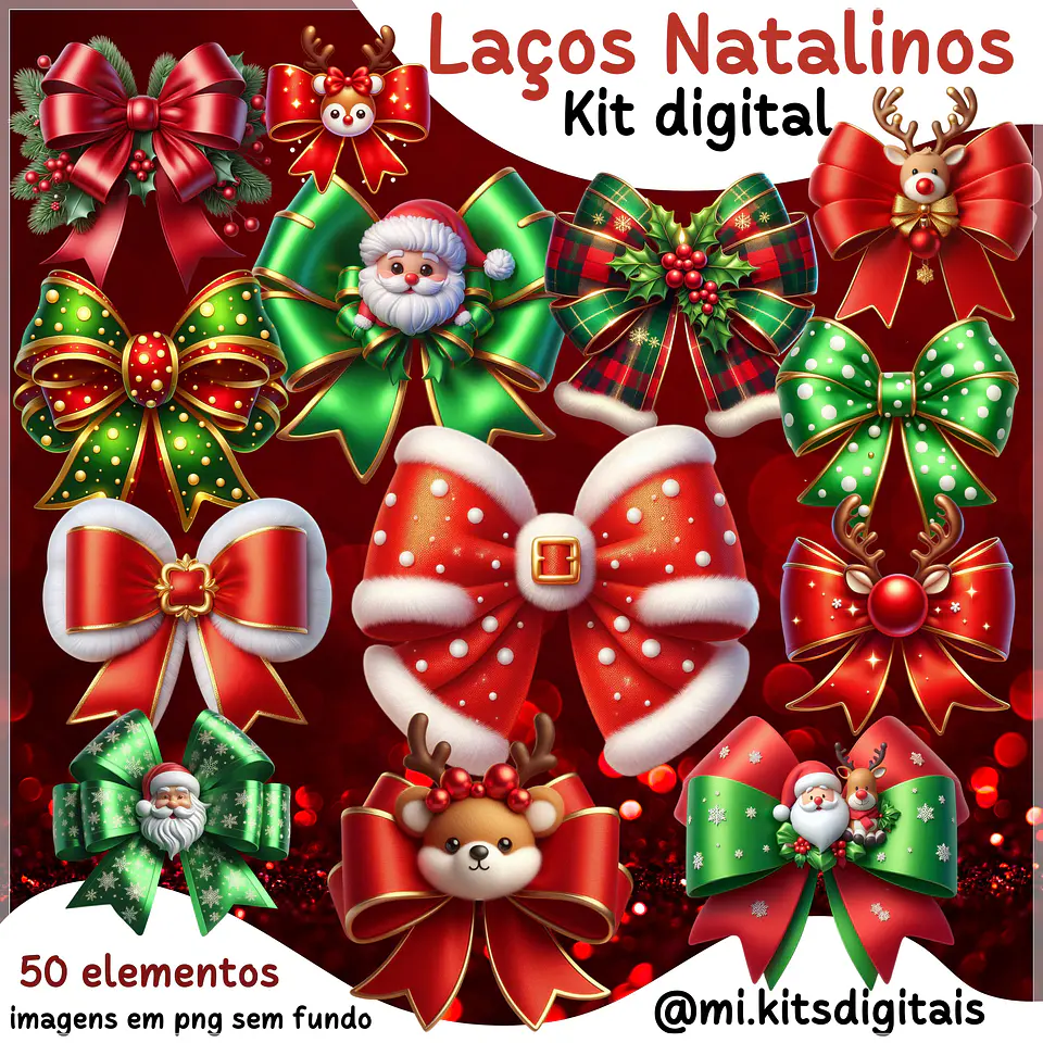 Kit Digital Laços Natalinos Natal 1 1