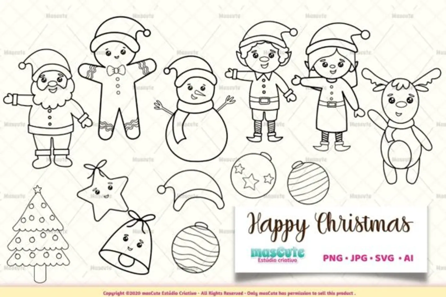 Kit Digital Christmas Natal Colorir 7 1