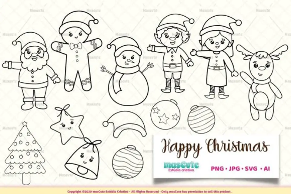Kit Digital Christmas Natal Colorir 7 1