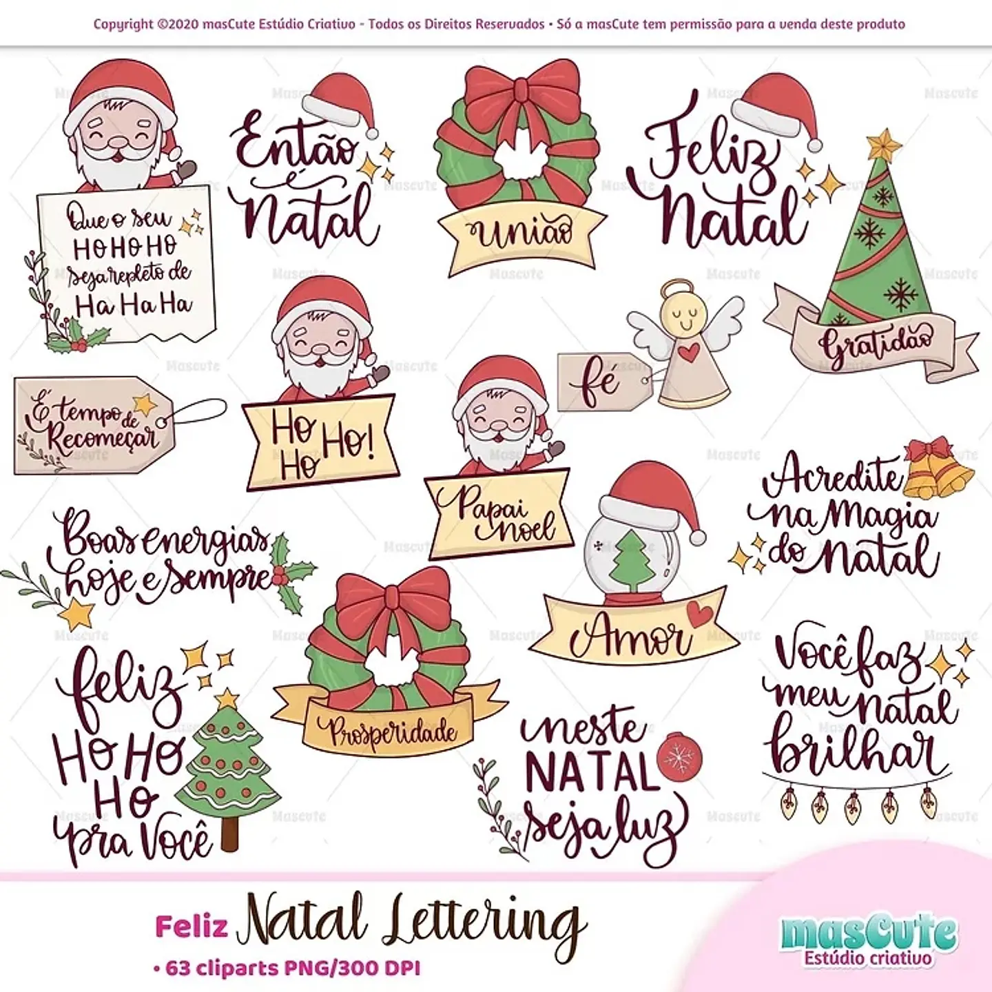 Kit Digital feliz Lettering - Clipart Natal 18 1