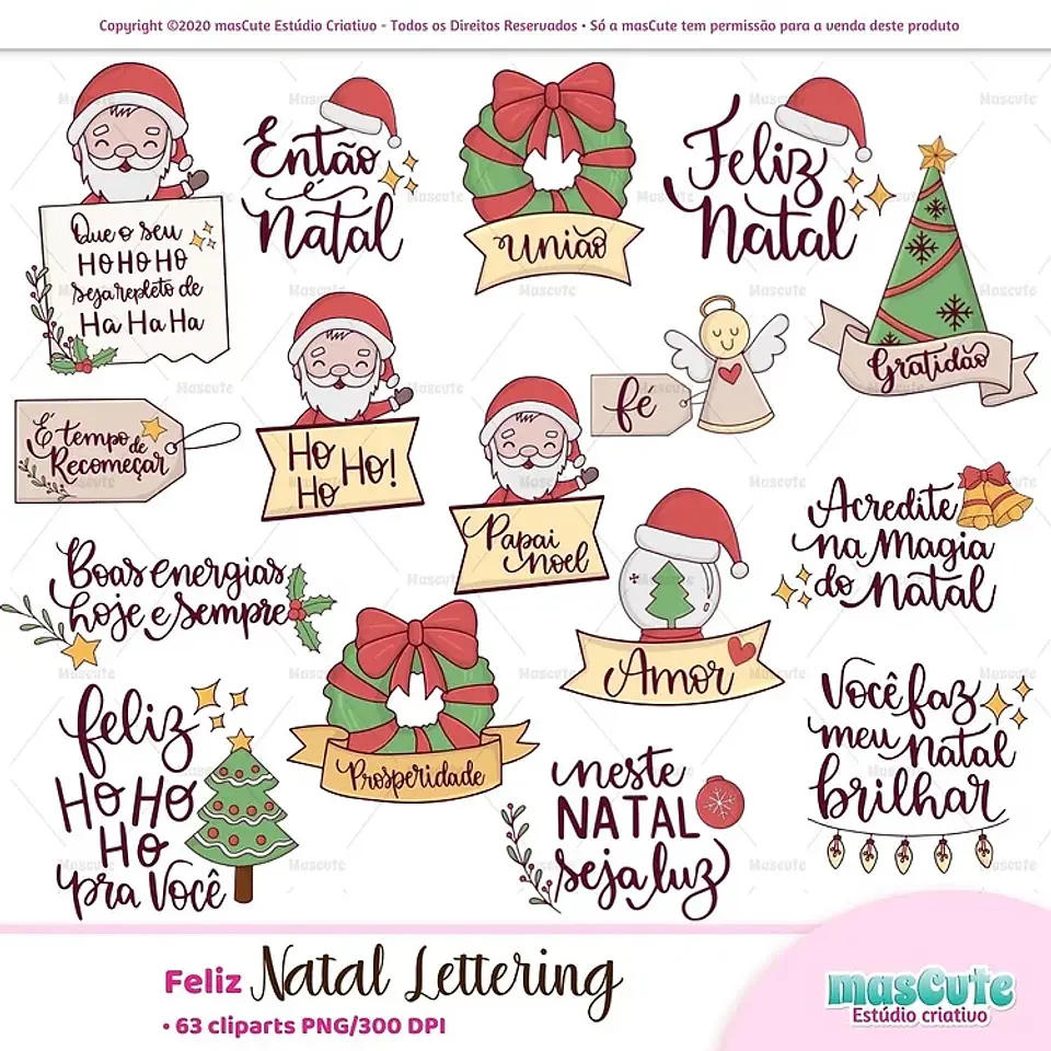Kit Digital feliz Lettering - Clipart Natal 18 1
