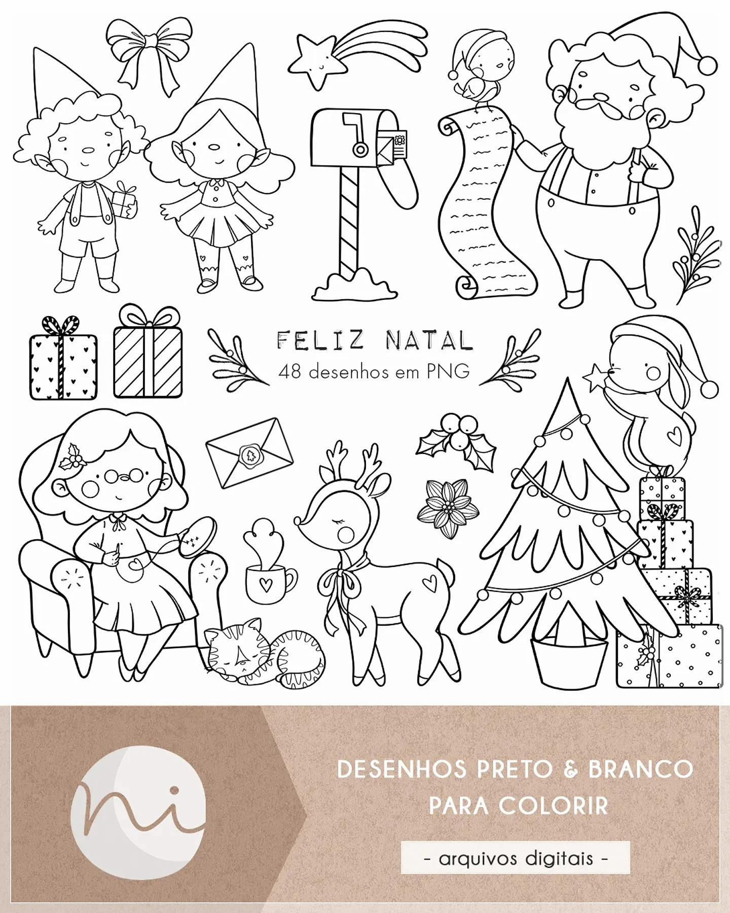 Kit Digital Feliz Colorir Natal 20 1