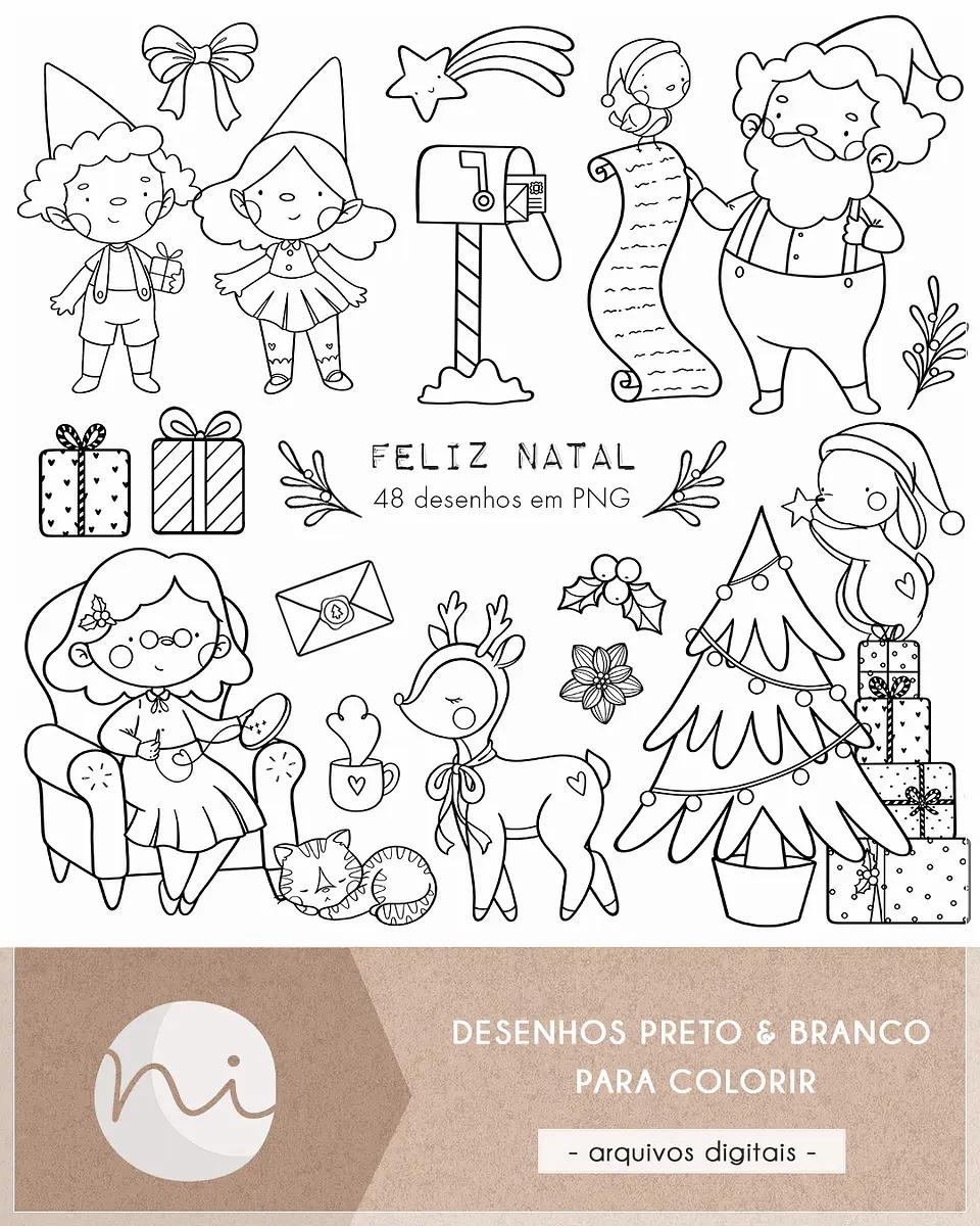 Kit Digital Feliz Colorir Natal 20 1