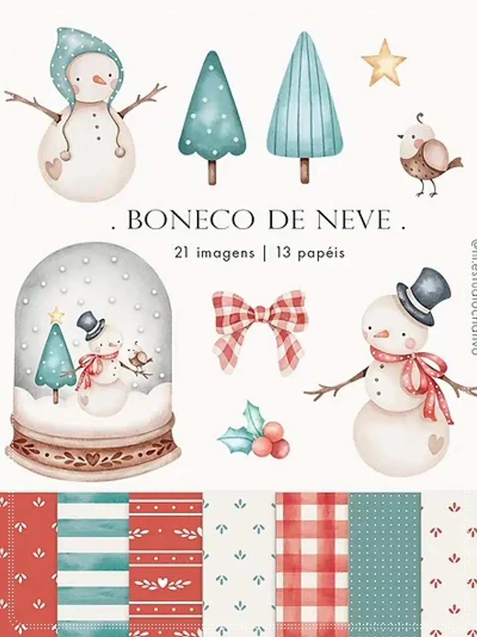 Kit Digital Boneco de Neve Natal 13 1