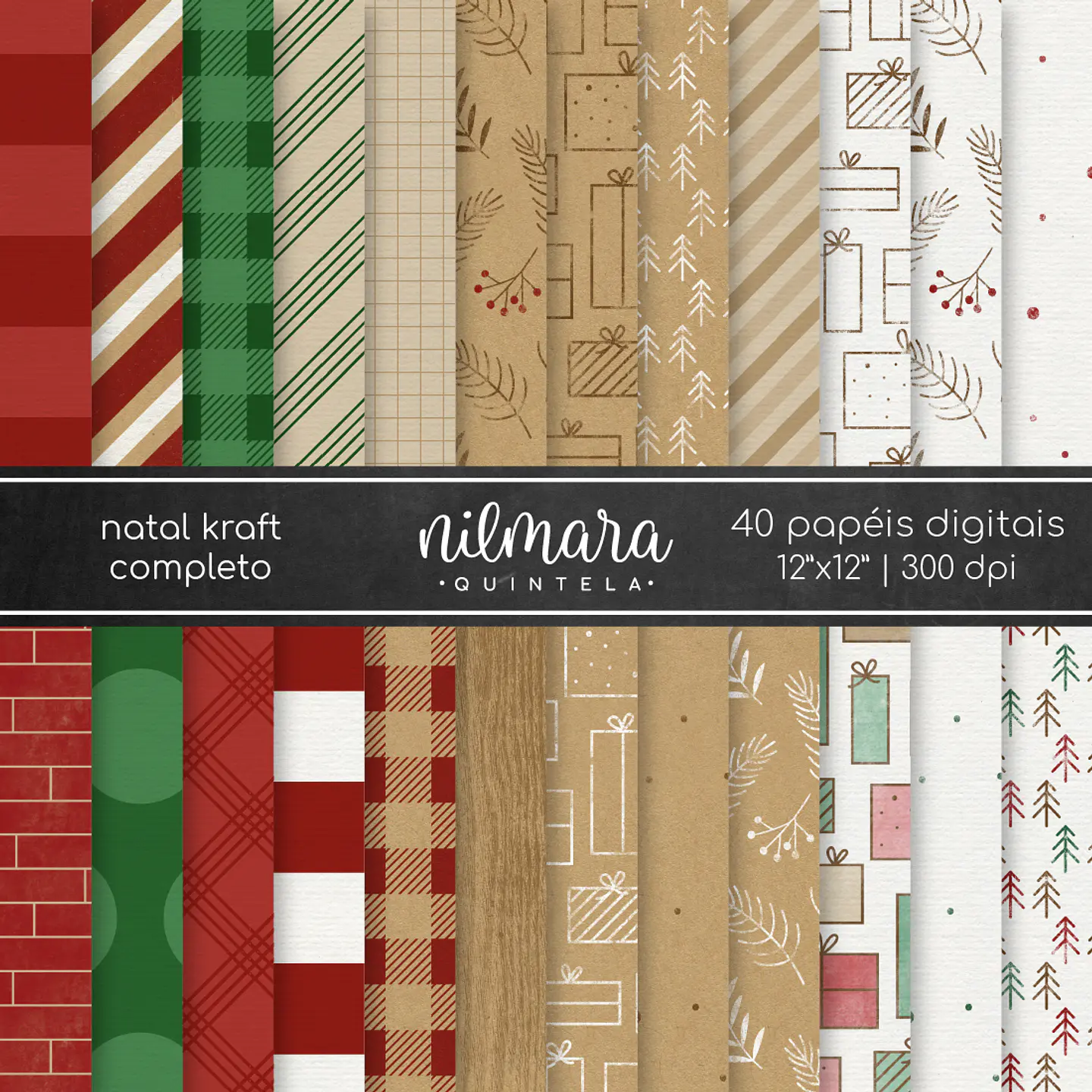 Kit Digital Papeis kraft Natal 1 1